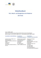 Modulhandbuch M.A. Musik- und Klangkulturen der Moderne