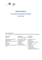 Modulhandbuch B.A. Musikwissenschaft/Sound Studies